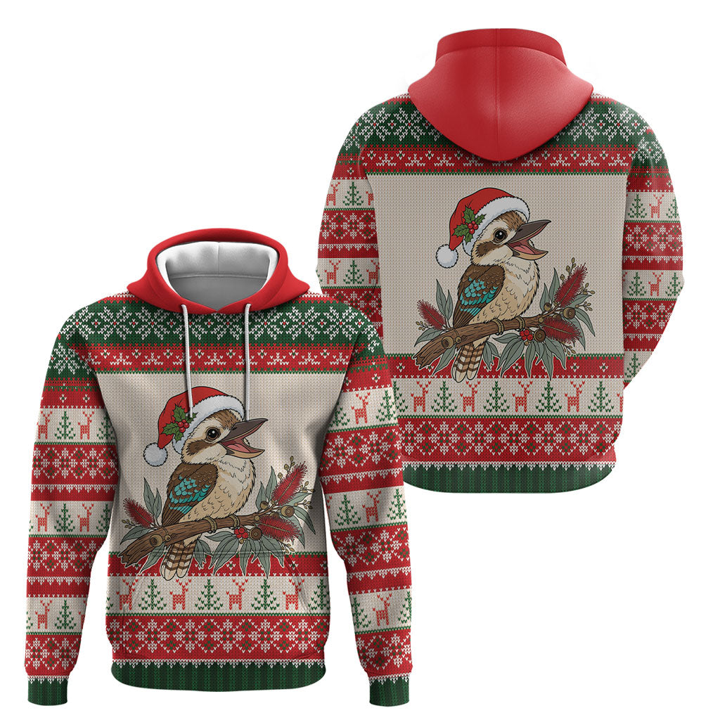 Aussie Kookaburra Christmas Hoodie Festive Knitted Pattern Inspired