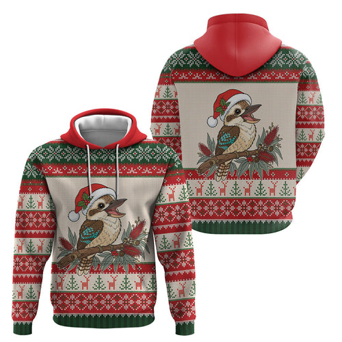 Aussie Kookaburra Christmas Hoodie Festive Knitted Pattern Inspired