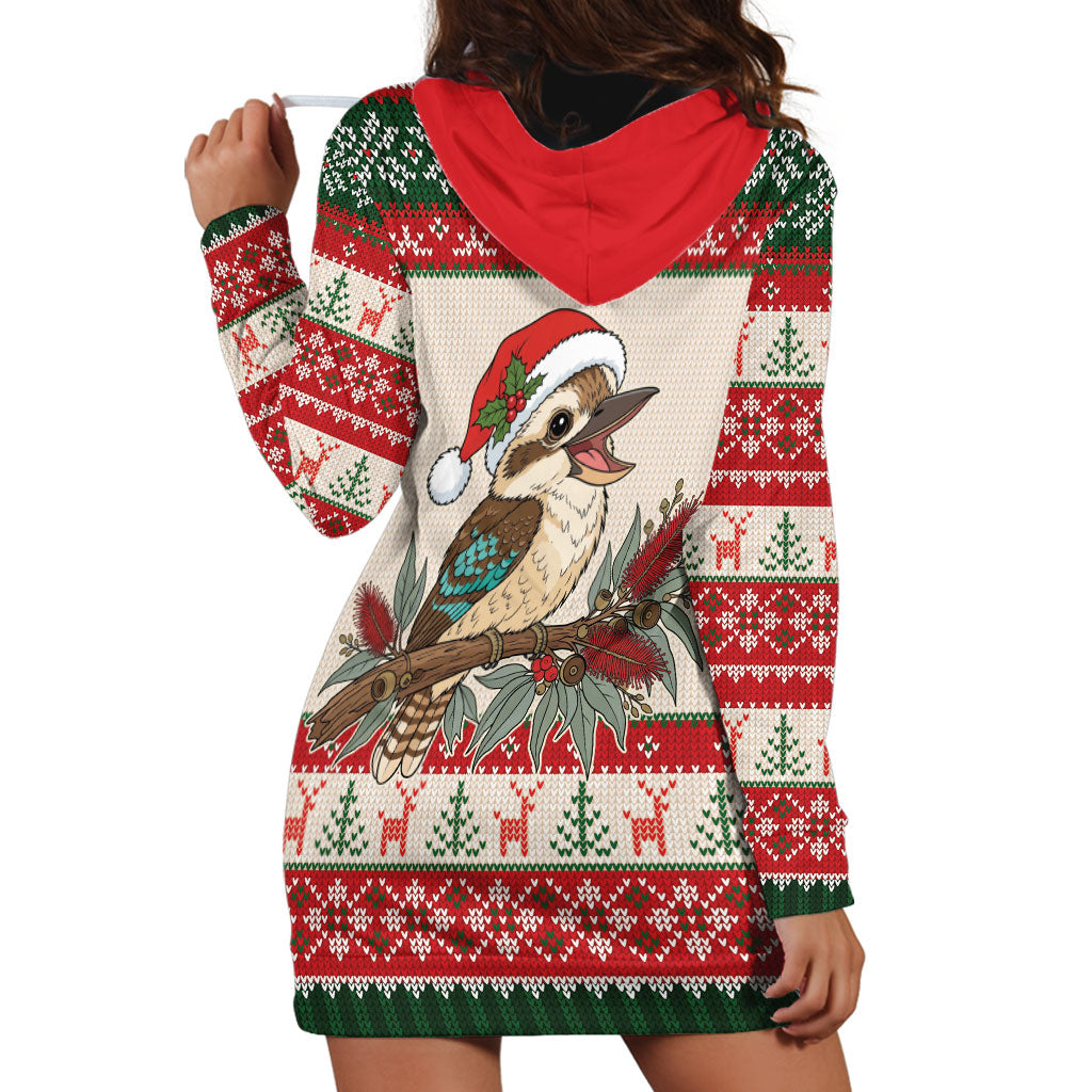 Aussie Kookaburra Christmas Hoodie Dress Festive Knitted Pattern Inspired
