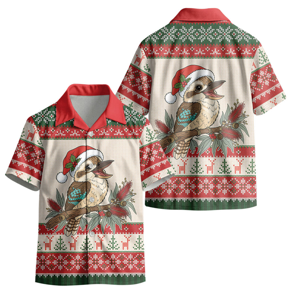 Aussie Kookaburra Christmas Kid Hawaiian Shirt Festive Knitted Pattern Inspired