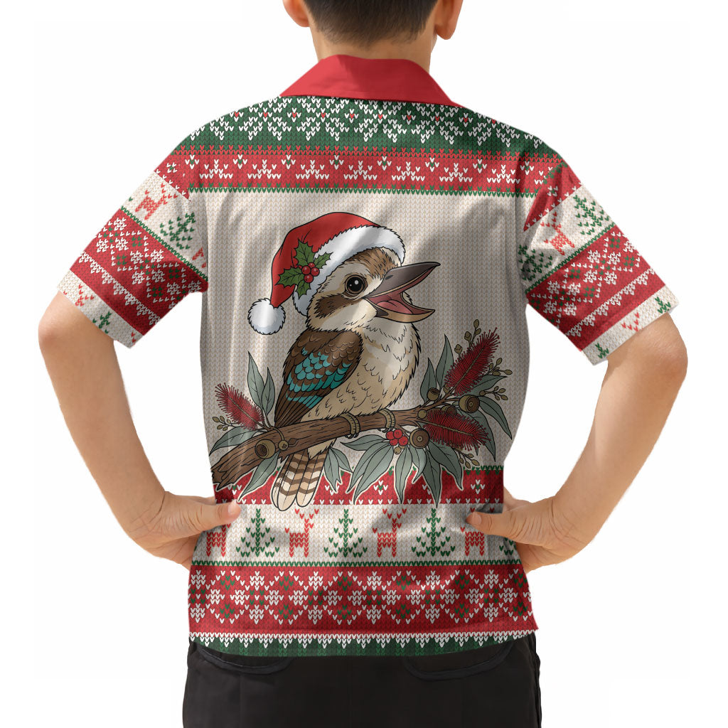 Aussie Kookaburra Christmas Kid Hawaiian Shirt Festive Knitted Pattern Inspired