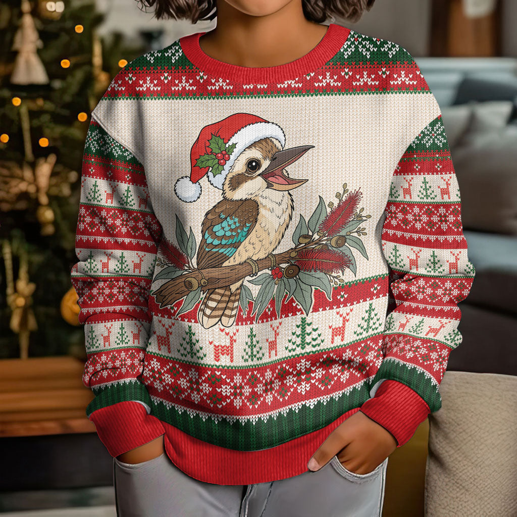 Aussie Kookaburra Christmas Kid Ugly Christmas Sweater Festive Knitted Pattern Inspired