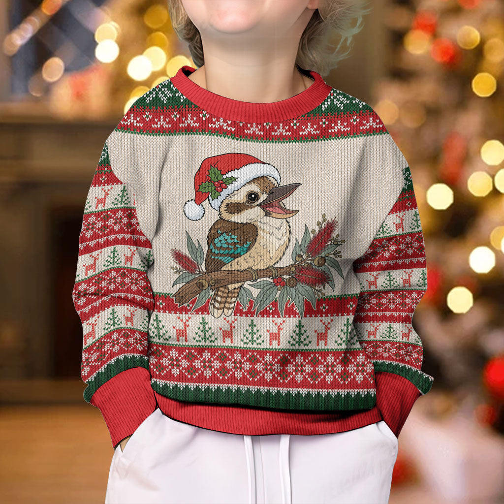 Aussie Kookaburra Christmas Kid Ugly Christmas Sweater Festive Knitted Pattern Inspired