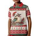 Aussie Kookaburra Christmas Kid Polo Shirt Festive Knitted Pattern Inspired