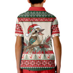 Aussie Kookaburra Christmas Kid Polo Shirt Festive Knitted Pattern Inspired