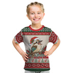 Aussie Kookaburra Christmas Kid T Shirt Festive Knitted Pattern Inspired