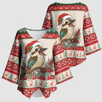 Aussie Kookaburra Christmas Kimono Sleeve Blouse Festive Knitted Pattern Inspired