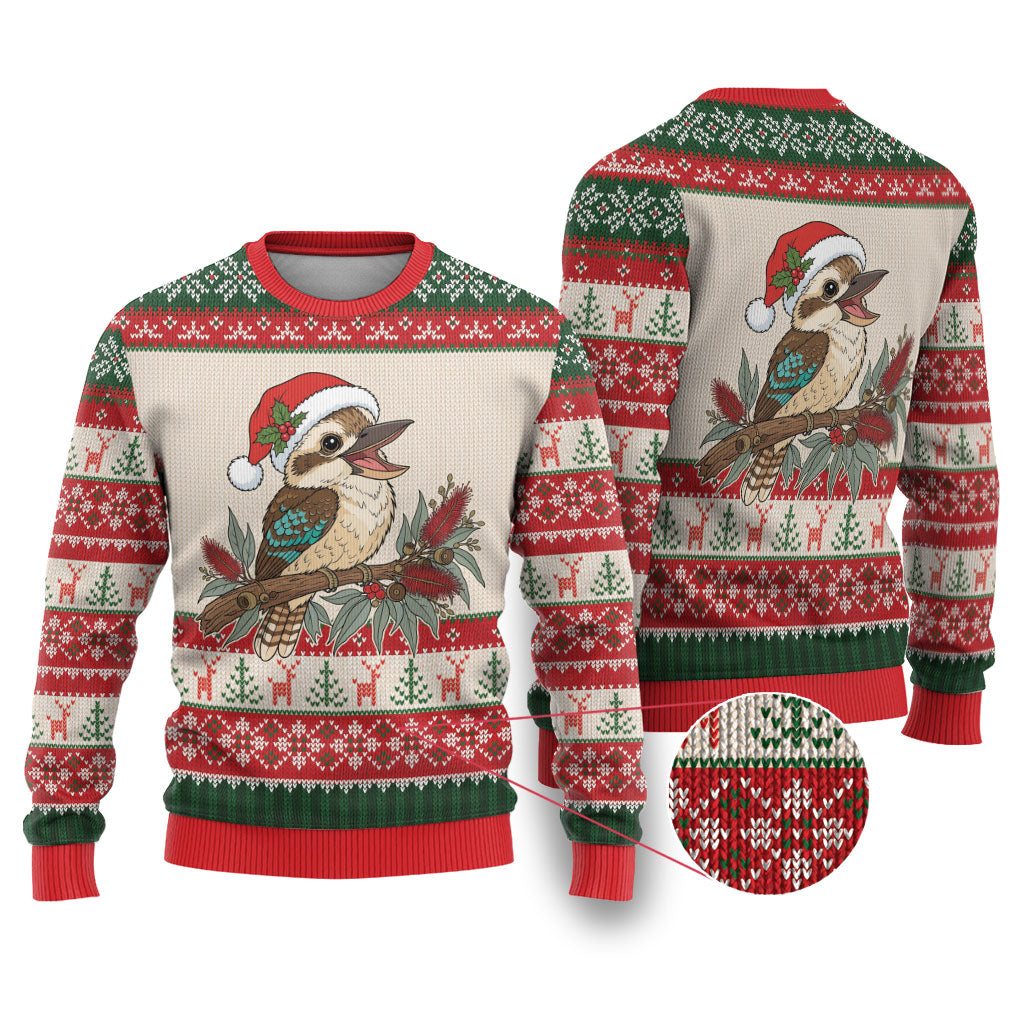 Aussie Kookaburra Christmas Ugly Christmas Sweater Festive Knitted Pattern Inspired