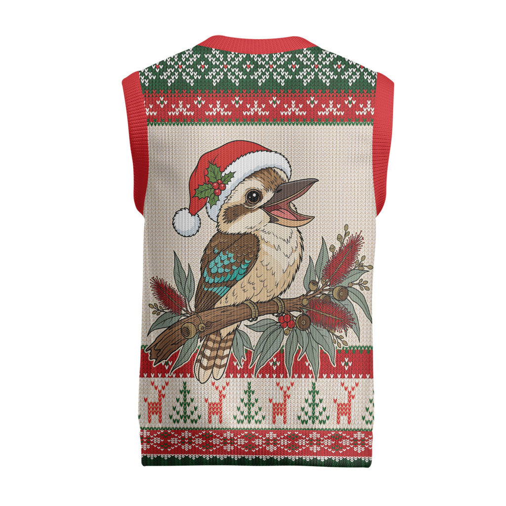 Aussie Kookaburra Christmas Knitted V-Neck Vest Festive Knitted Pattern Inspired