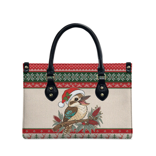 Aussie Kookaburra Christmas Leather Bag Festive Knitted Pattern Inspired