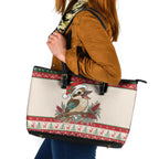 Aussie Kookaburra Christmas Leather Tote Bag Festive Knitted Pattern Inspired