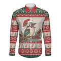 Aussie Kookaburra Christmas Long Sleeve Button Shirt Festive Knitted Pattern Inspired