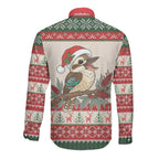 Aussie Kookaburra Christmas Long Sleeve Button Shirt Festive Knitted Pattern Inspired