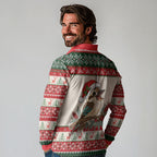 Aussie Kookaburra Christmas Long Sleeve Polo Shirt Festive Knitted Pattern Inspired