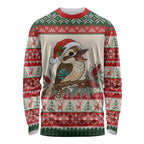 Aussie Kookaburra Christmas Long Sleeve Shirt Festive Knitted Pattern Inspired