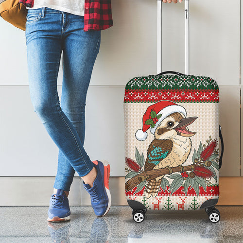 Aussie Kookaburra Christmas Luggage Cover Festive Knitted Pattern Inspired