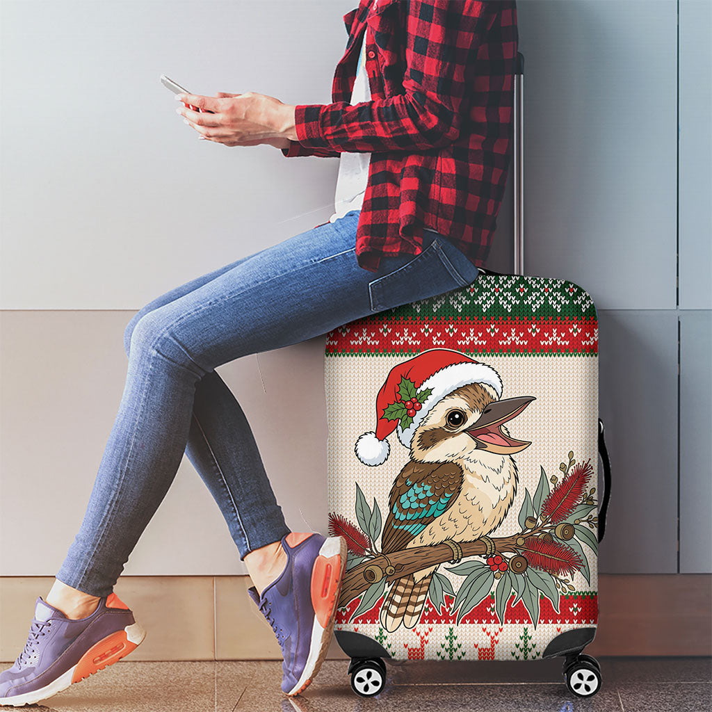 Aussie Kookaburra Christmas Luggage Cover Festive Knitted Pattern Inspired