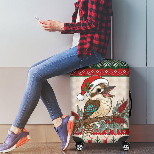 Aussie Kookaburra Christmas Luggage Cover Festive Knitted Pattern Inspired