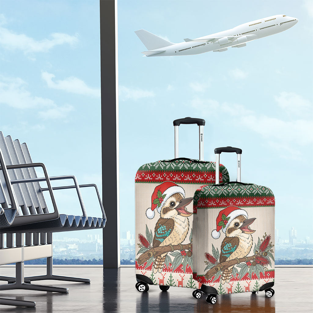 Aussie Kookaburra Christmas Luggage Cover Festive Knitted Pattern Inspired