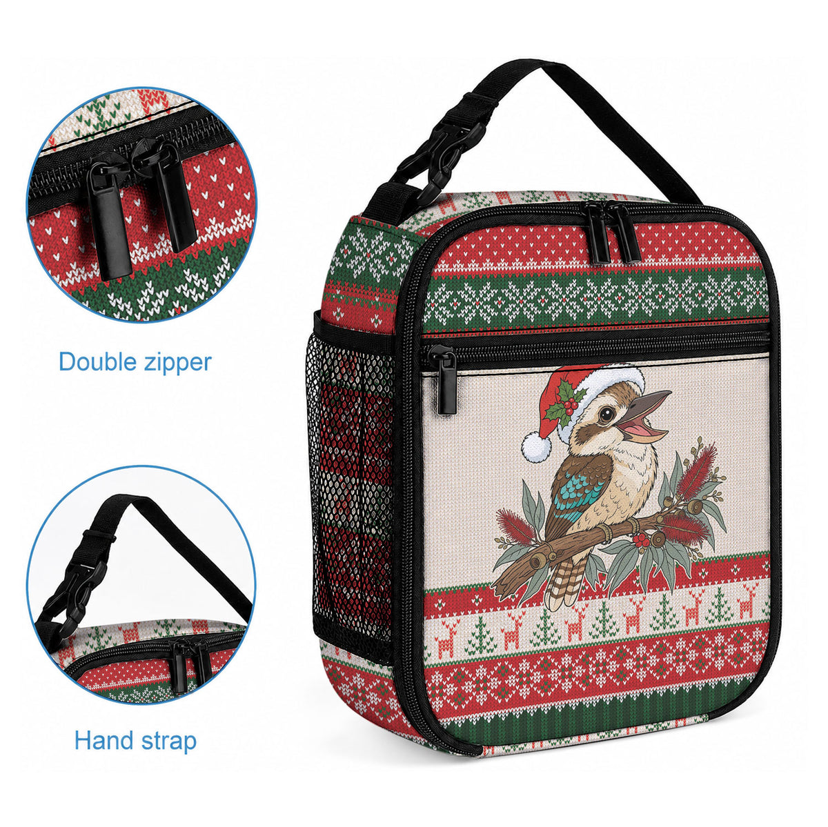 Aussie Kookaburra Christmas Lunch Bag Festive Knitted Pattern Inspired