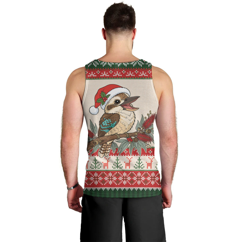 Aussie Kookaburra Christmas Men Tank Top Festive Knitted Pattern Inspired