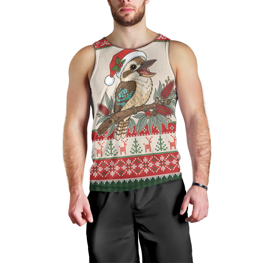 Aussie Kookaburra Christmas Men Tank Top Festive Knitted Pattern Inspired