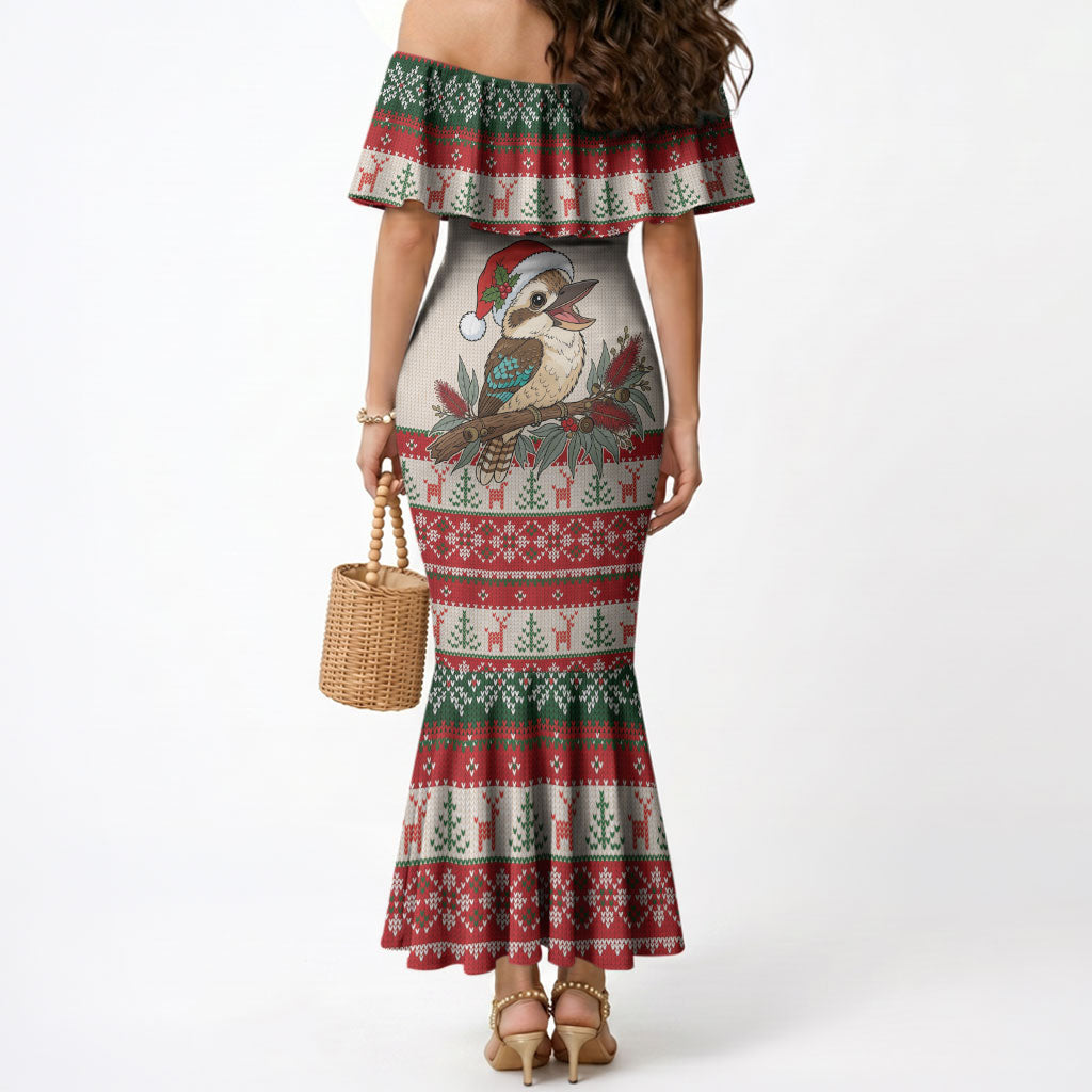 Aussie Kookaburra Christmas Mermaid Dress Festive Knitted Pattern Inspired
