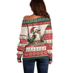 Aussie Kookaburra Christmas Off Shoulder Sweater Festive Knitted Pattern Inspired