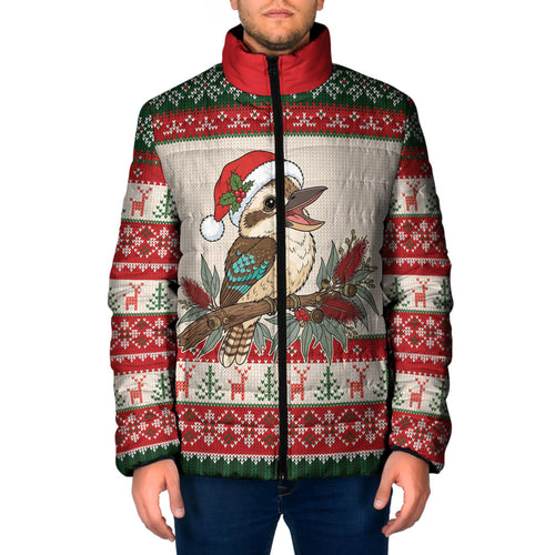 Aussie Kookaburra Christmas Padded Jacket Festive Knitted Pattern Inspired