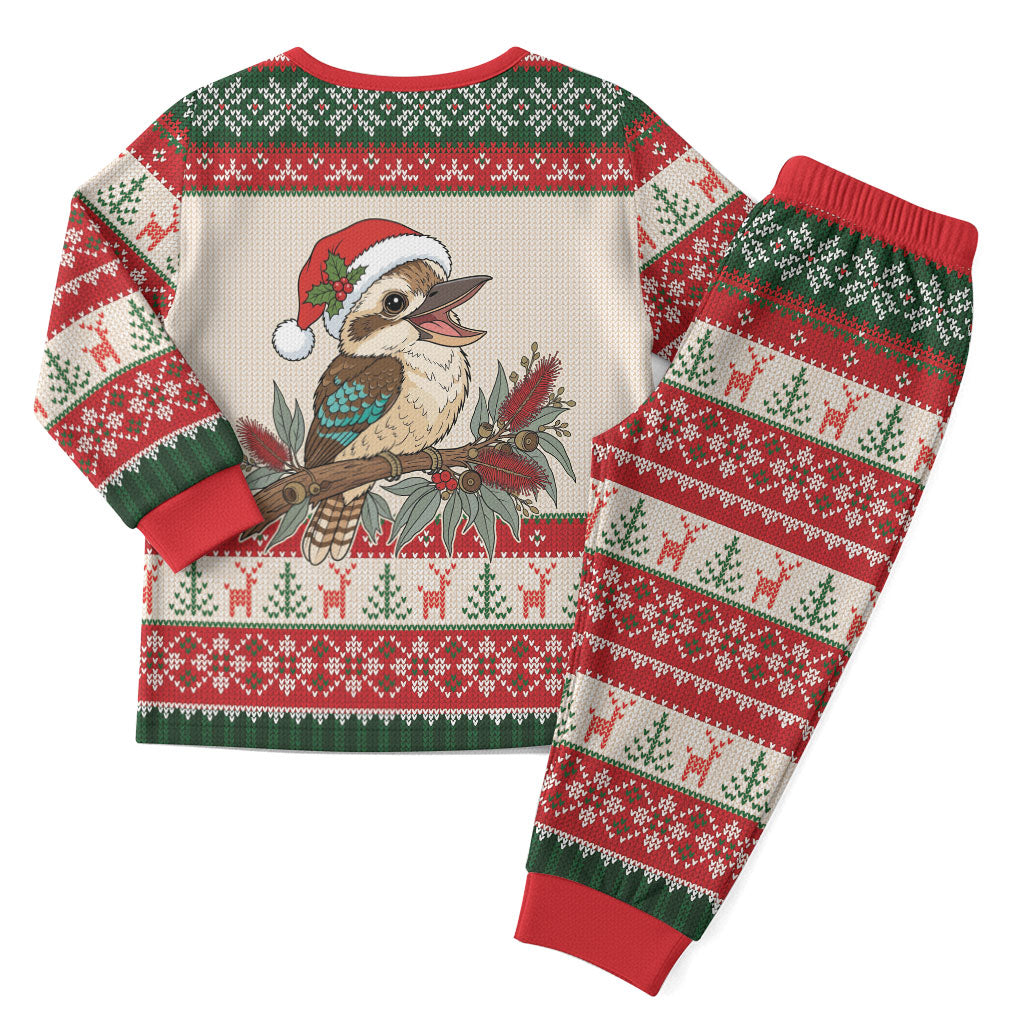 Aussie Kookaburra Christmas Pajama Set Festive Knitted Pattern Inspired