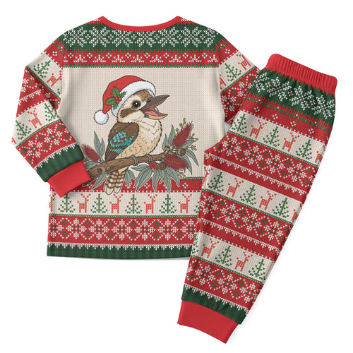 Aussie Kookaburra Christmas Pajama Set Festive Knitted Pattern Inspired