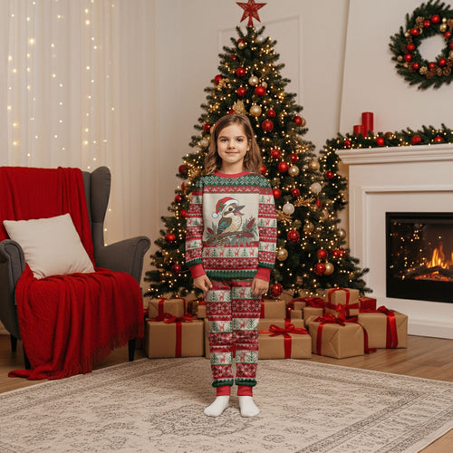 Aussie Kookaburra Christmas Pajama Set Festive Knitted Pattern Inspired