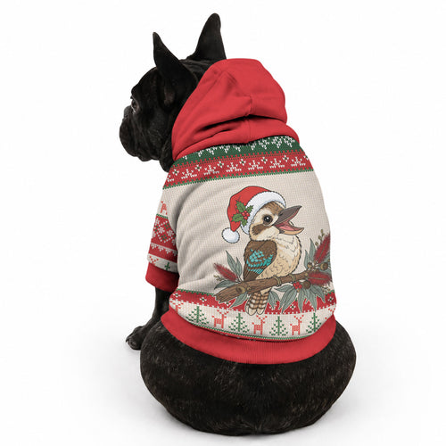 Aussie Kookaburra Christmas Pet Hoodie Festive Knitted Pattern Inspired