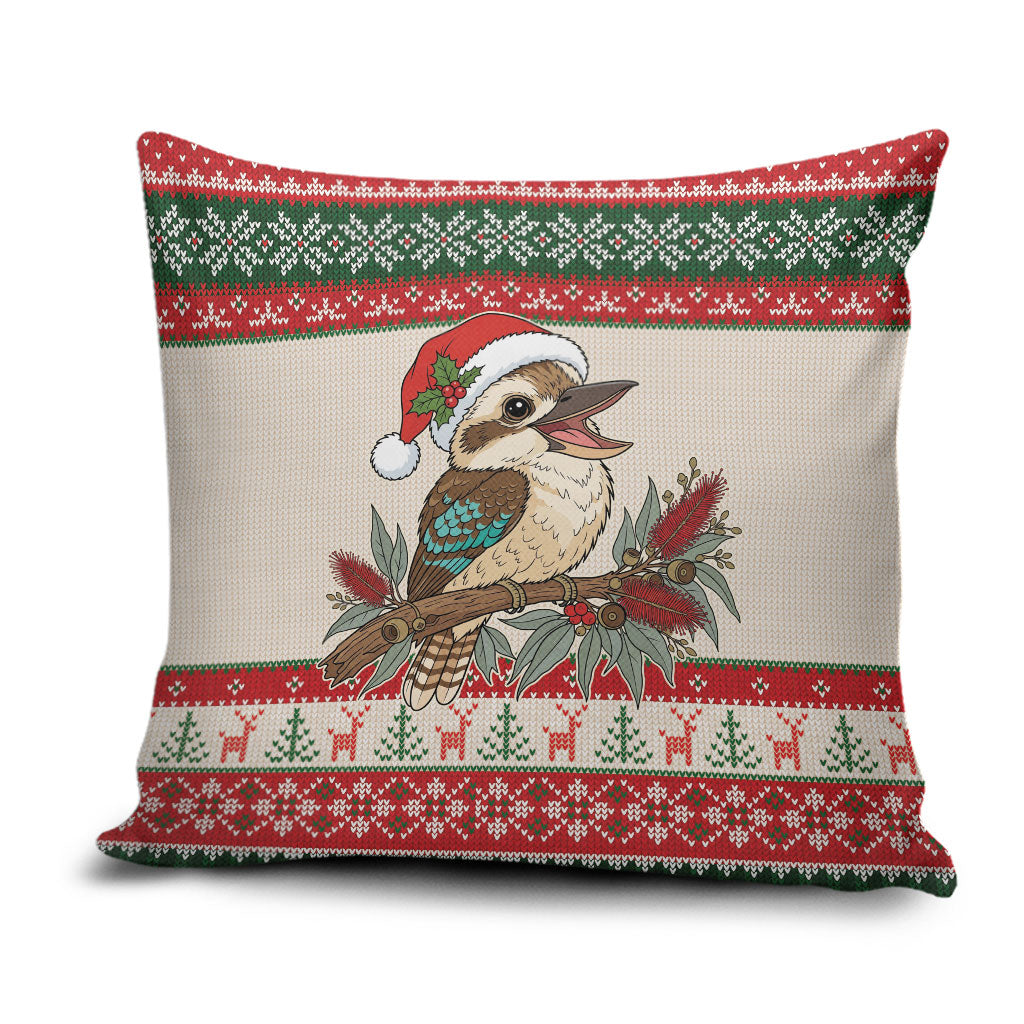 Aussie Kookaburra Christmas Pillow Cover Festive Knitted Pattern Inspired