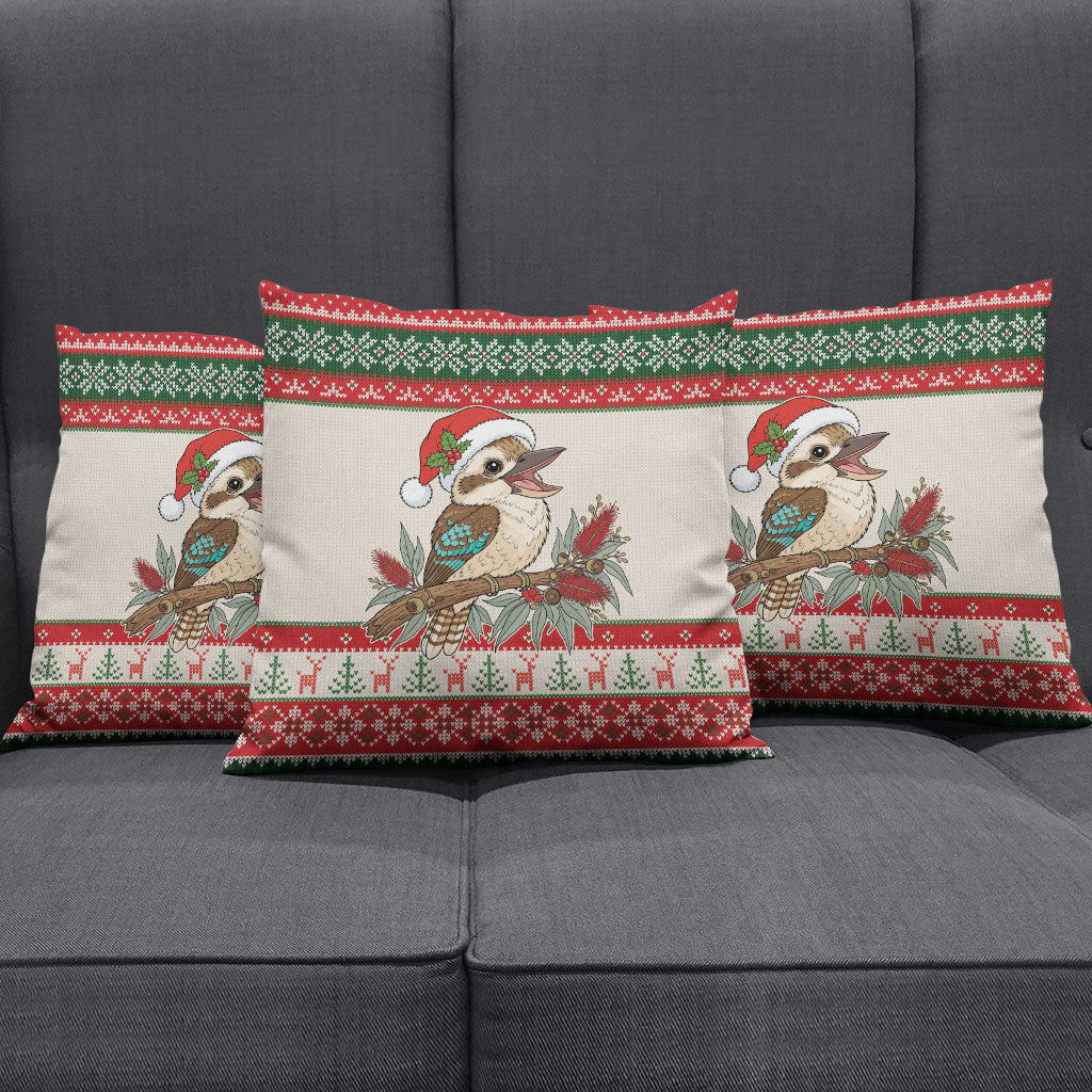 Aussie Kookaburra Christmas Pillow Cover Festive Knitted Pattern Inspired