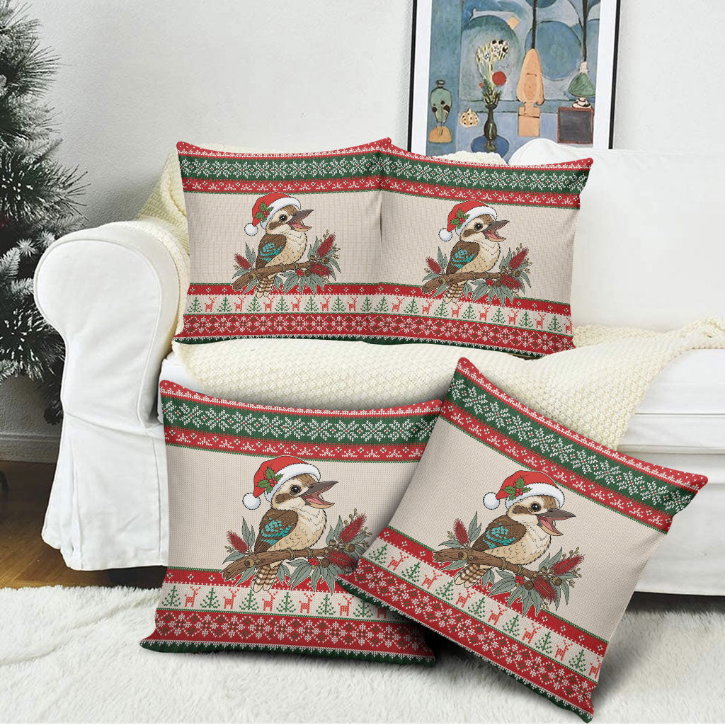Aussie Kookaburra Christmas Pillow Cover Festive Knitted Pattern Inspired