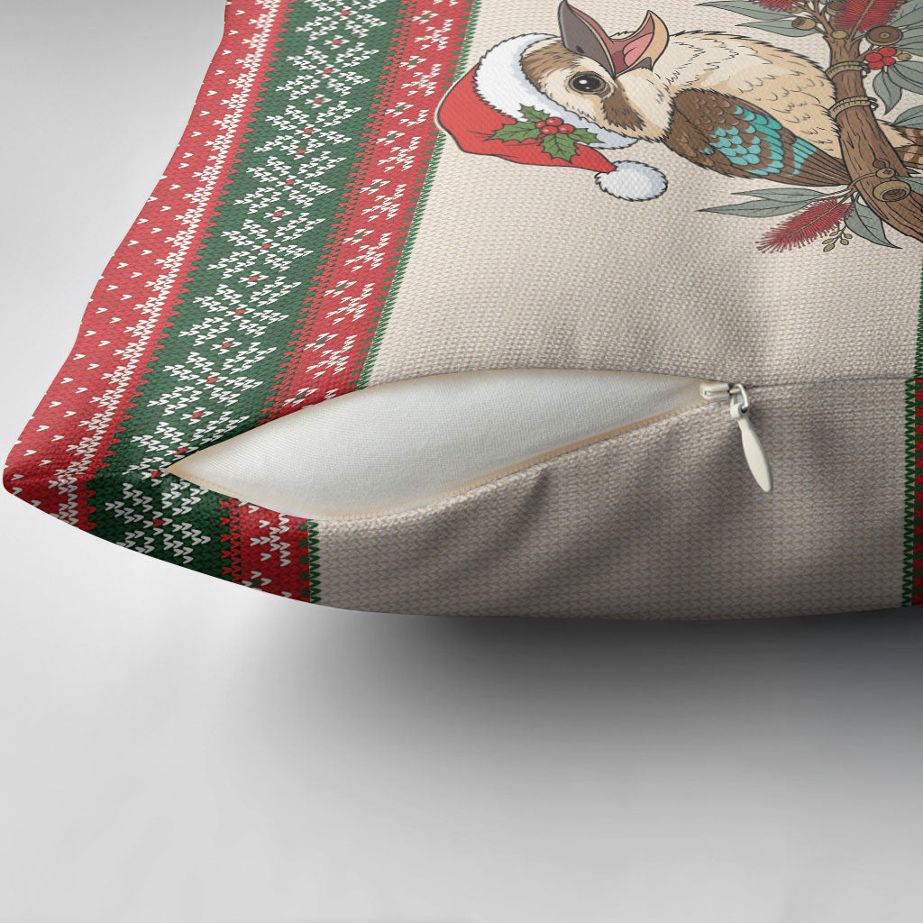 Aussie Kookaburra Christmas Pillow Cover Festive Knitted Pattern Inspired