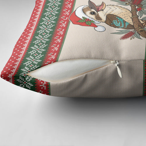 Aussie Kookaburra Christmas Pillow Cover Festive Knitted Pattern Inspired
