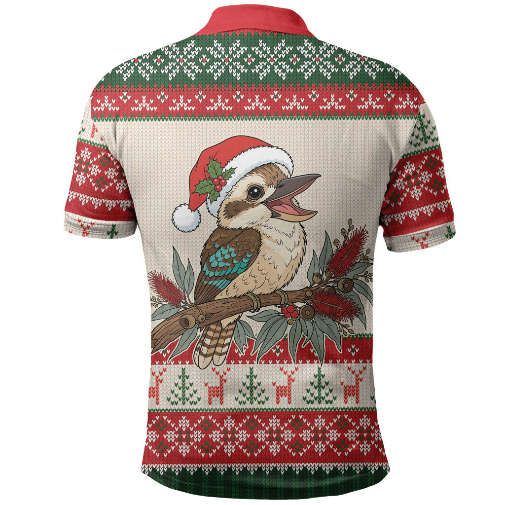 Aussie Kookaburra Christmas Polo Shirt Festive Knitted Pattern Inspired
