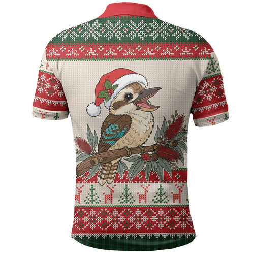 Aussie Kookaburra Christmas Polo Shirt Festive Knitted Pattern Inspired