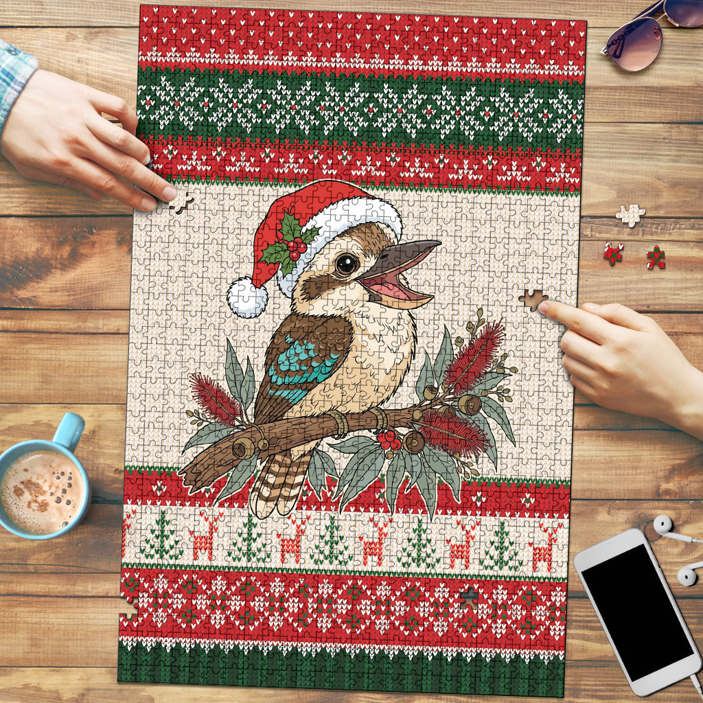 Aussie Kookaburra Christmas Puzzle Festive Knitted Pattern Inspired