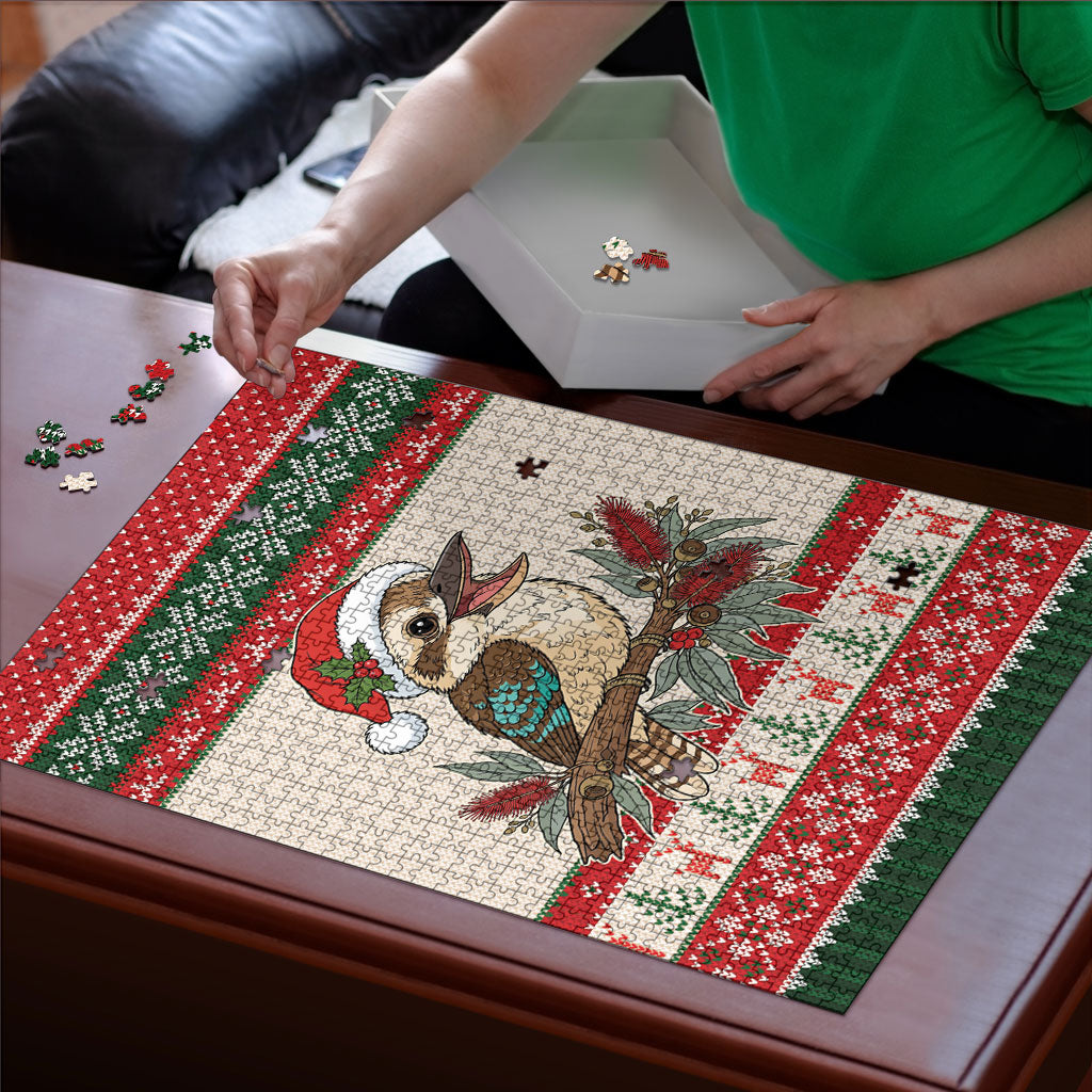 Aussie Kookaburra Christmas Puzzle Festive Knitted Pattern Inspired