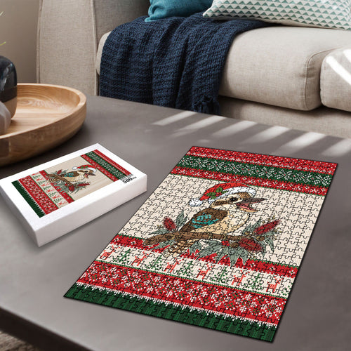 Aussie Kookaburra Christmas Puzzle Festive Knitted Pattern Inspired
