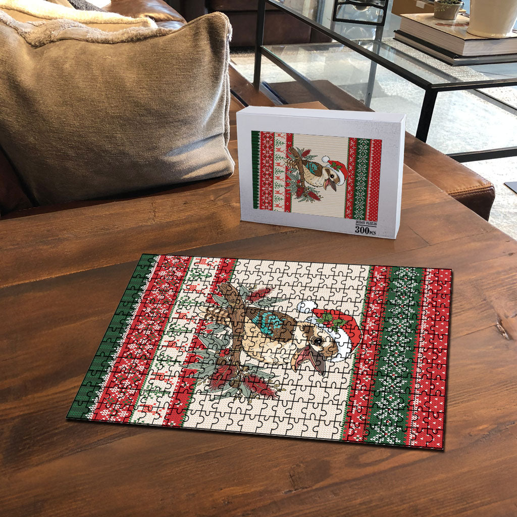 Aussie Kookaburra Christmas Puzzle Festive Knitted Pattern Inspired