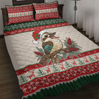 Aussie Kookaburra Christmas Quilt Bed Set Festive Knitted Pattern Inspired