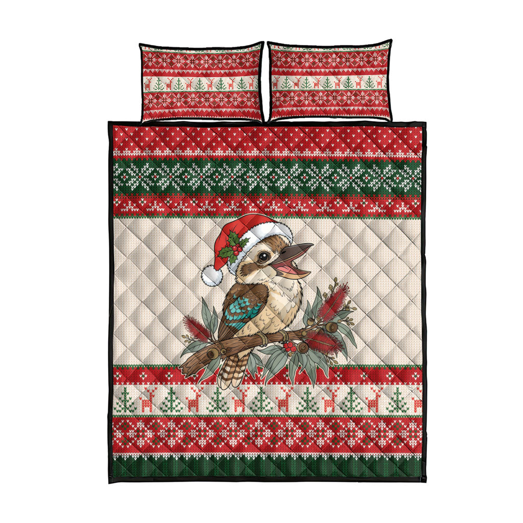 Aussie Kookaburra Christmas Quilt Bed Set Festive Knitted Pattern Inspired