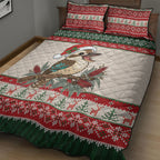 Aussie Kookaburra Christmas Quilt Bed Set Festive Knitted Pattern Inspired