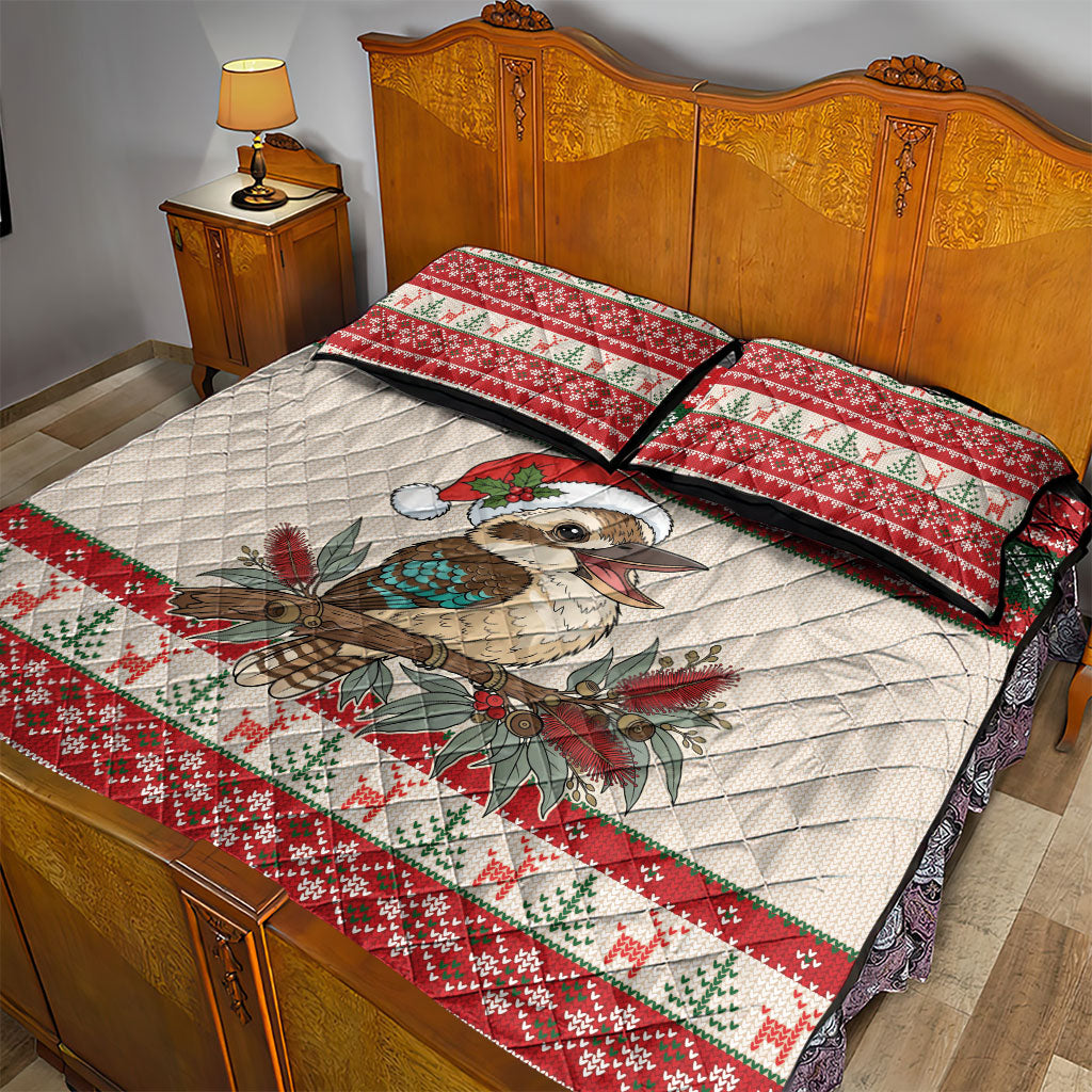 Aussie Kookaburra Christmas Quilt Bed Set Festive Knitted Pattern Inspired