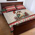 Aussie Kookaburra Christmas Quilt Bed Set Festive Knitted Pattern Inspired