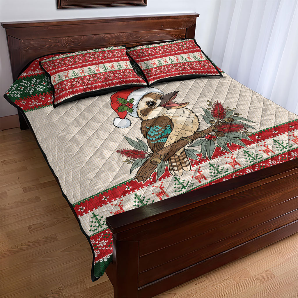 Aussie Kookaburra Christmas Quilt Bed Set Festive Knitted Pattern Inspired